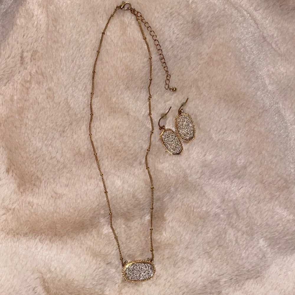 Drusy Necklace and Earring {set}